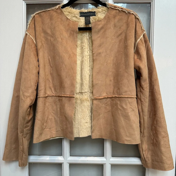 Vintage Banana Republic Y2K Circa 2001 Sherpa Lined Faux Suede Jacket Size M - Picture 1 of 12